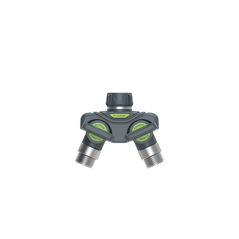 Metal two way connector with valve TS3057